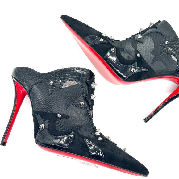 Christian Louboutin MULATIAG 100 Spiked Stud Mule Slide Heels Sandals Shoe